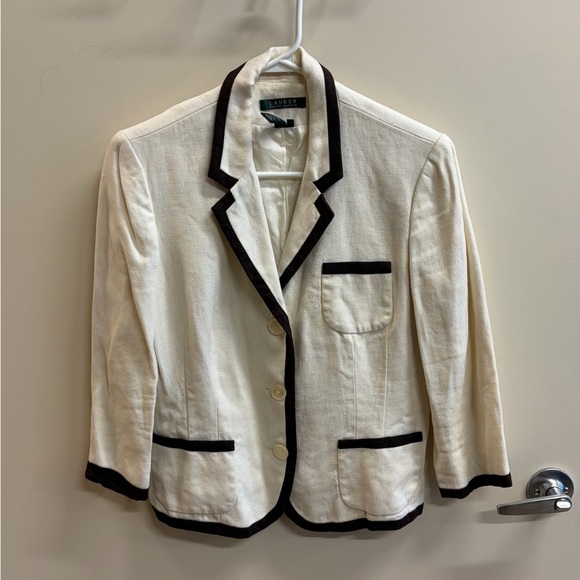 Ralph Lauren Jackets & Blazers - Ralph Lauren Cream Blazer with Black Trim